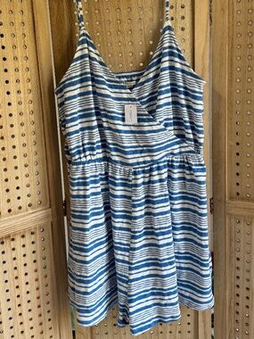 American Eagle Striped Romper NWT Blue White Adjustable Straps
